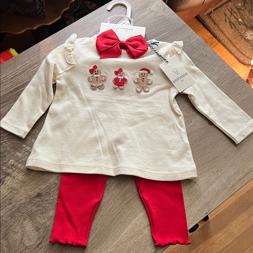 Kids Festive Cream and Red Matching Set